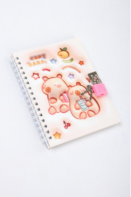 Блокнот, 11х15 см, 48 аркушів, клітинка, на замочку, "Капібара"